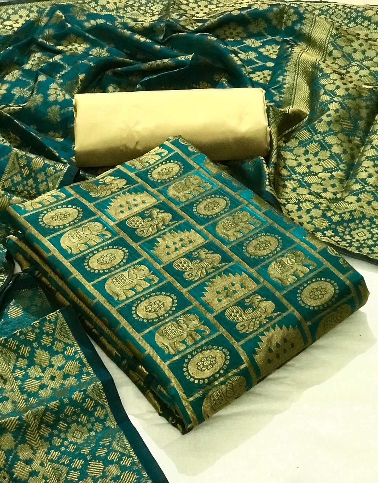 Banarasi Silk 50 Festive Wear Banarasi Silk Designer Dress Material Collection